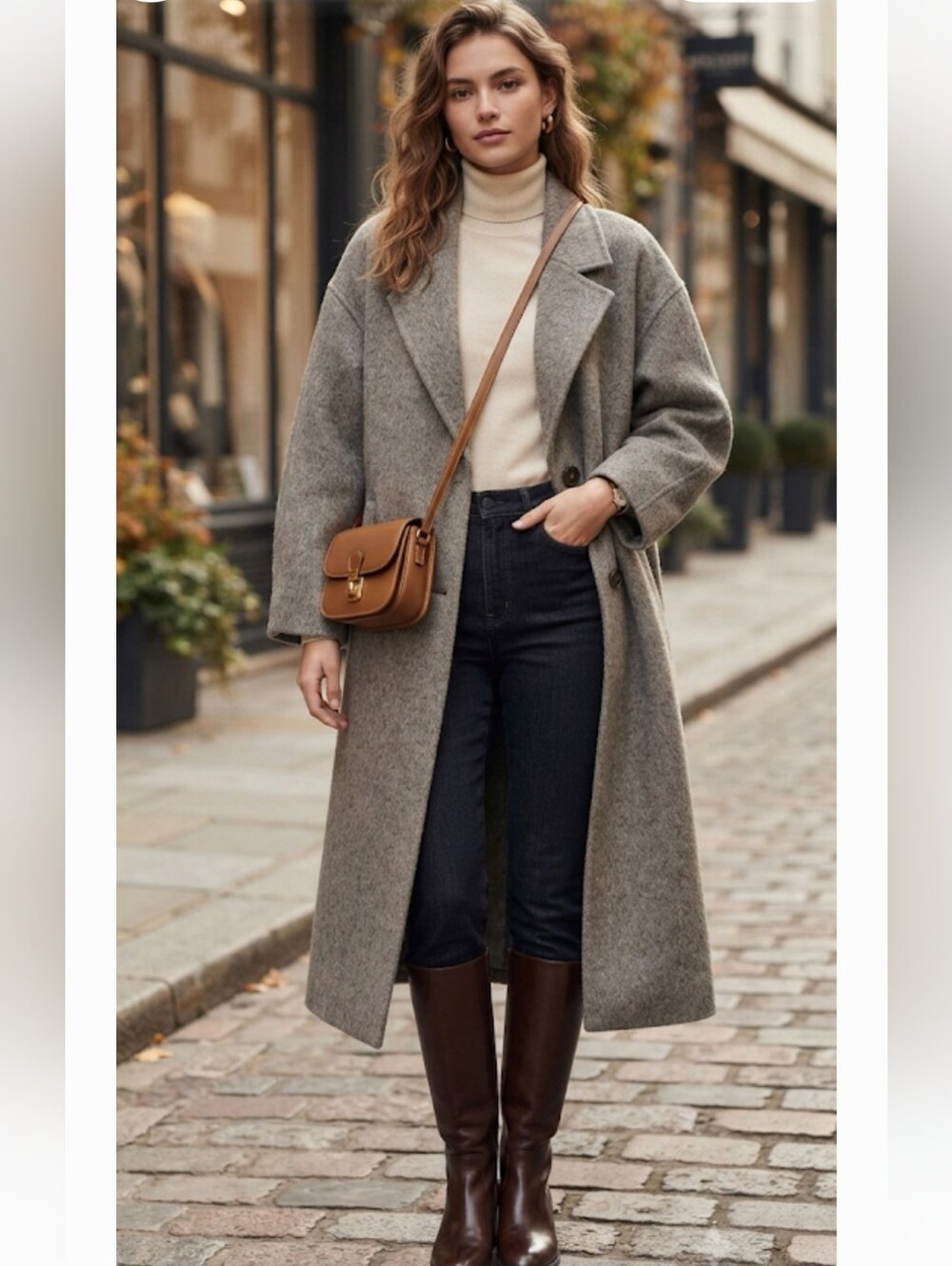 NAP Loungewear oversized wool-alpaca blend coat in silver grey. Size M - Picture 2 of 11